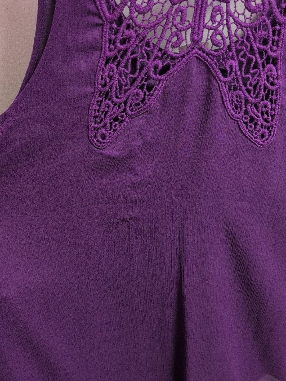 Reitmans Purple Short Sleeve Blouse Multilayer Lace Style Top Purple Violet - Picture 3 of 7